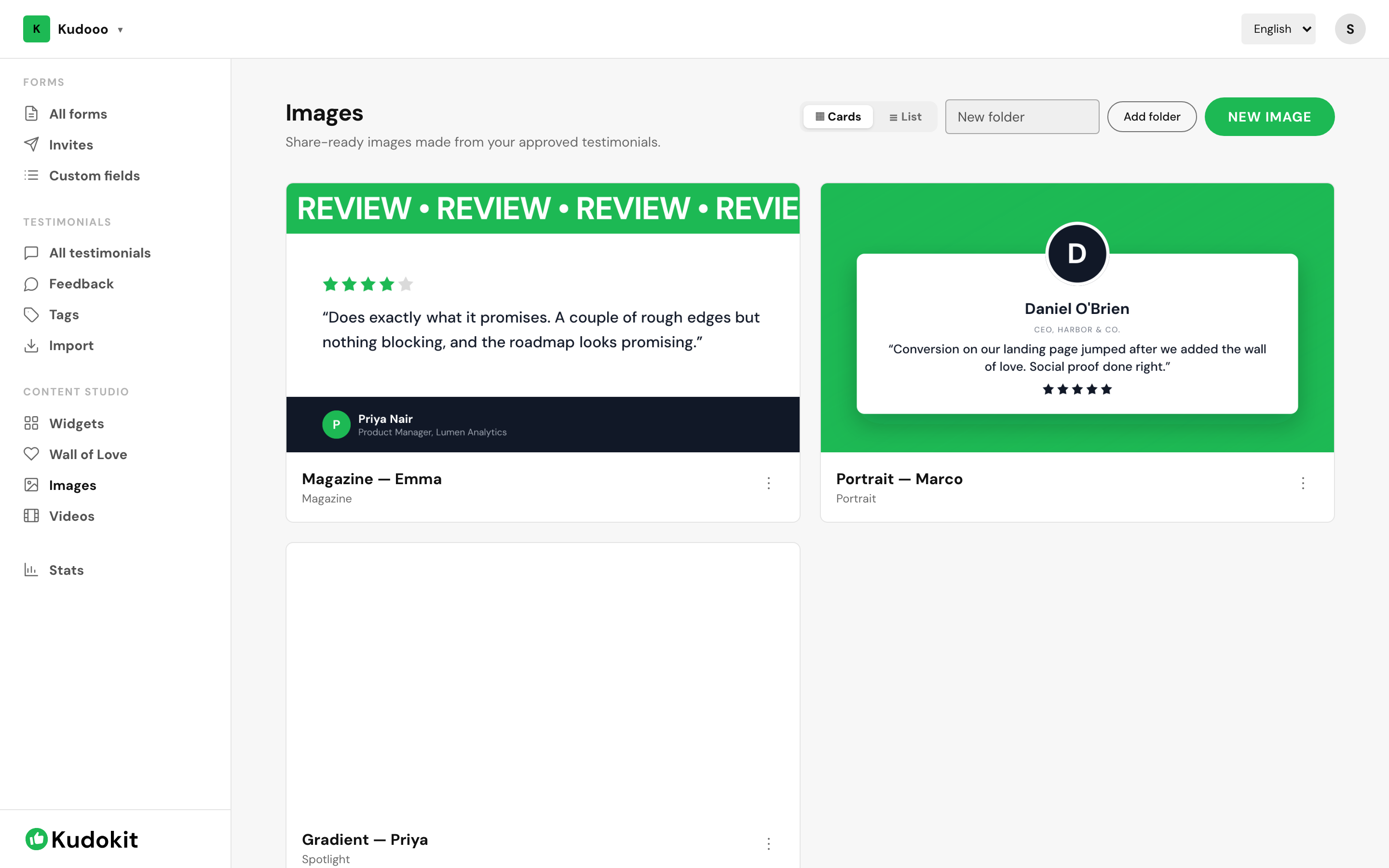 The image studio, with format presets and brand styling.