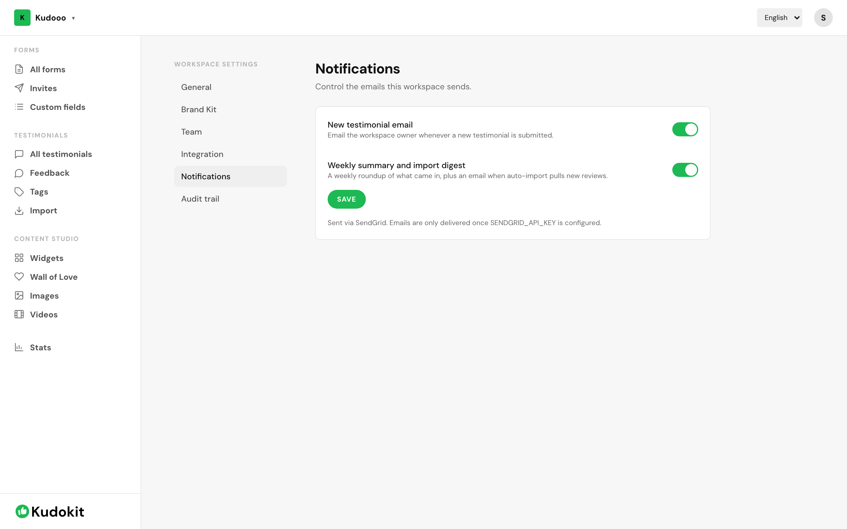 Notification settings.